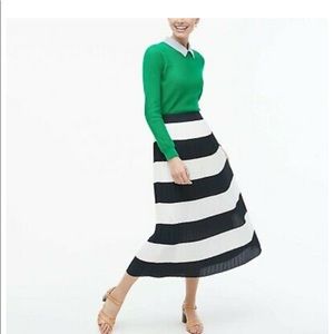 J Crew Midi Stripe Pleated Skirt. Size 6